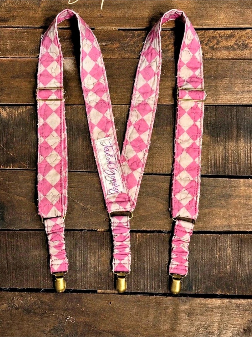 Quilted jaded Gypsy Suspenders Pink NWT